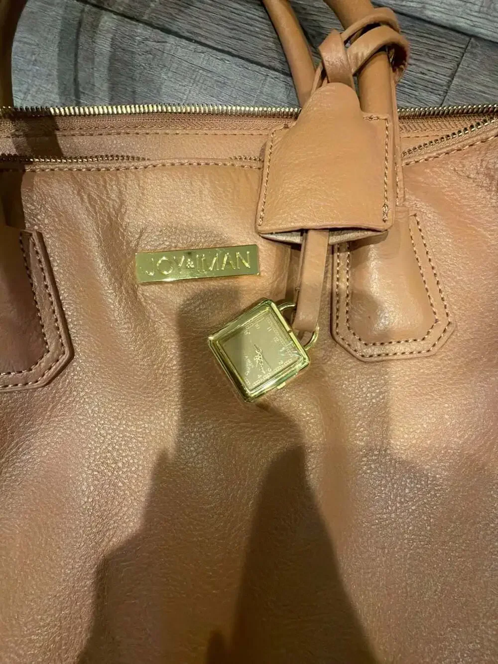 JOY & IMAN Genuine Leather Multi-Pocket Satchel Tote Bag